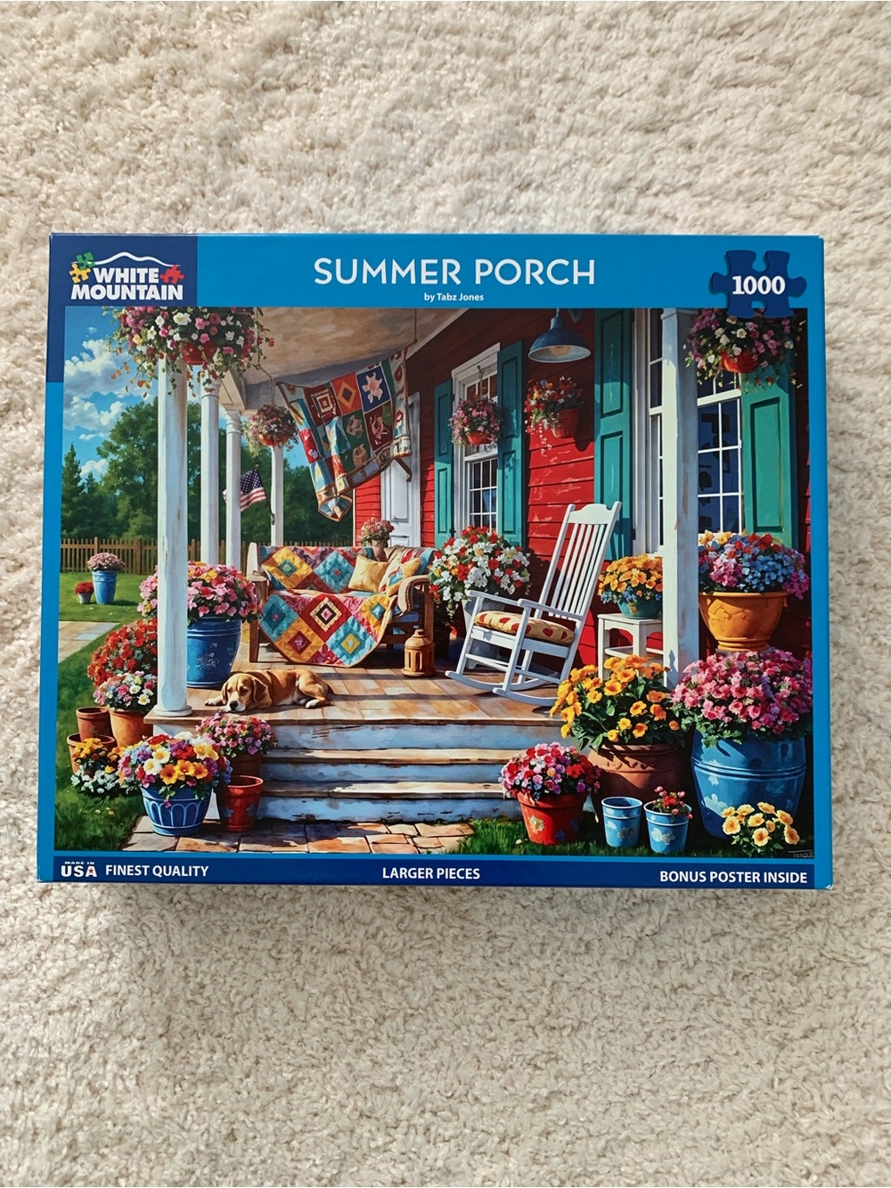 White Mountain Summer Porch Puzzle - Bright Blue, Red, Green, Yellow